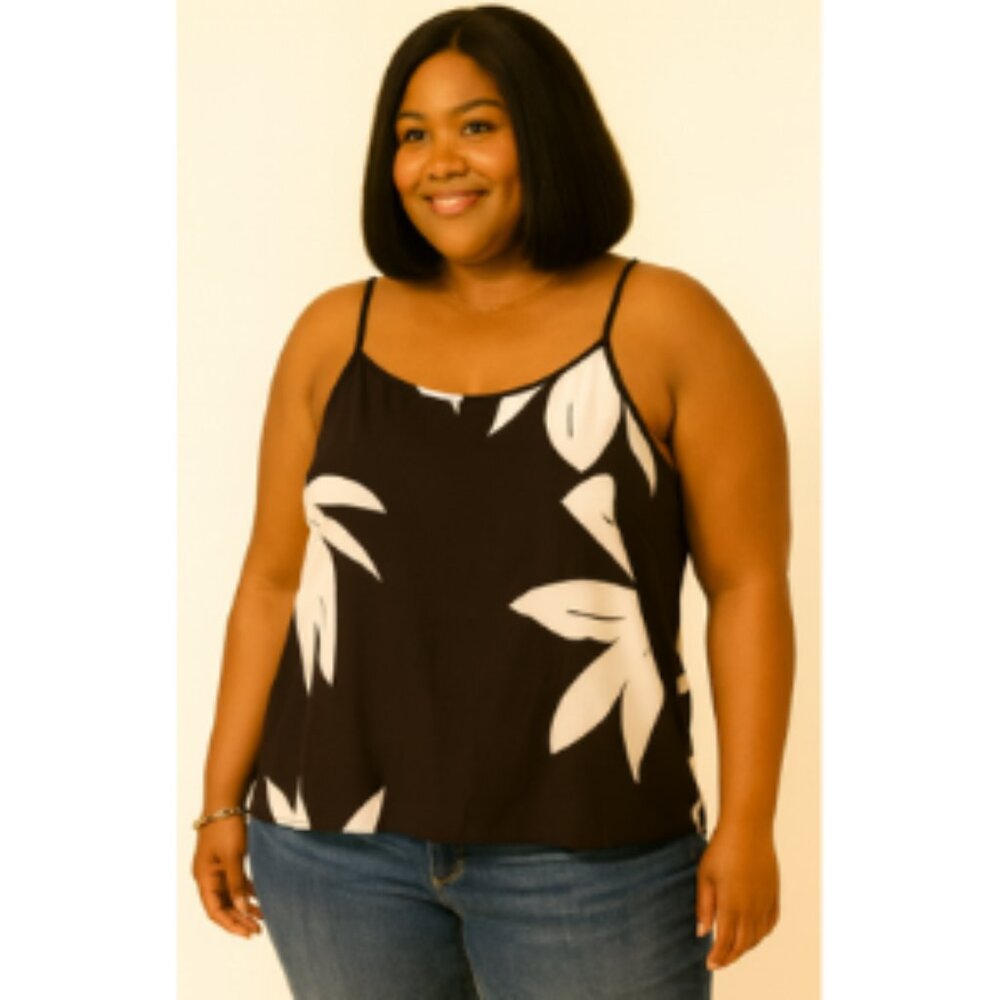 Black and Cream Relaxed Crop Camisole